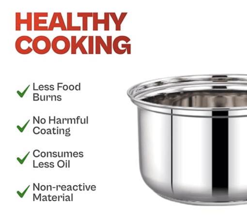 Praylady Delight Series 3 Ply Base Saucepan 16 cm | Stainless Steel Sauce Pan with Glass Lid | 1.0 litres Capacity | Induction and Gas Stove Friendly | Milk Pan with Lid | - Image 2